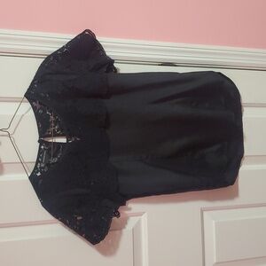 INC International Concepts Black Short Sleeves With Lace